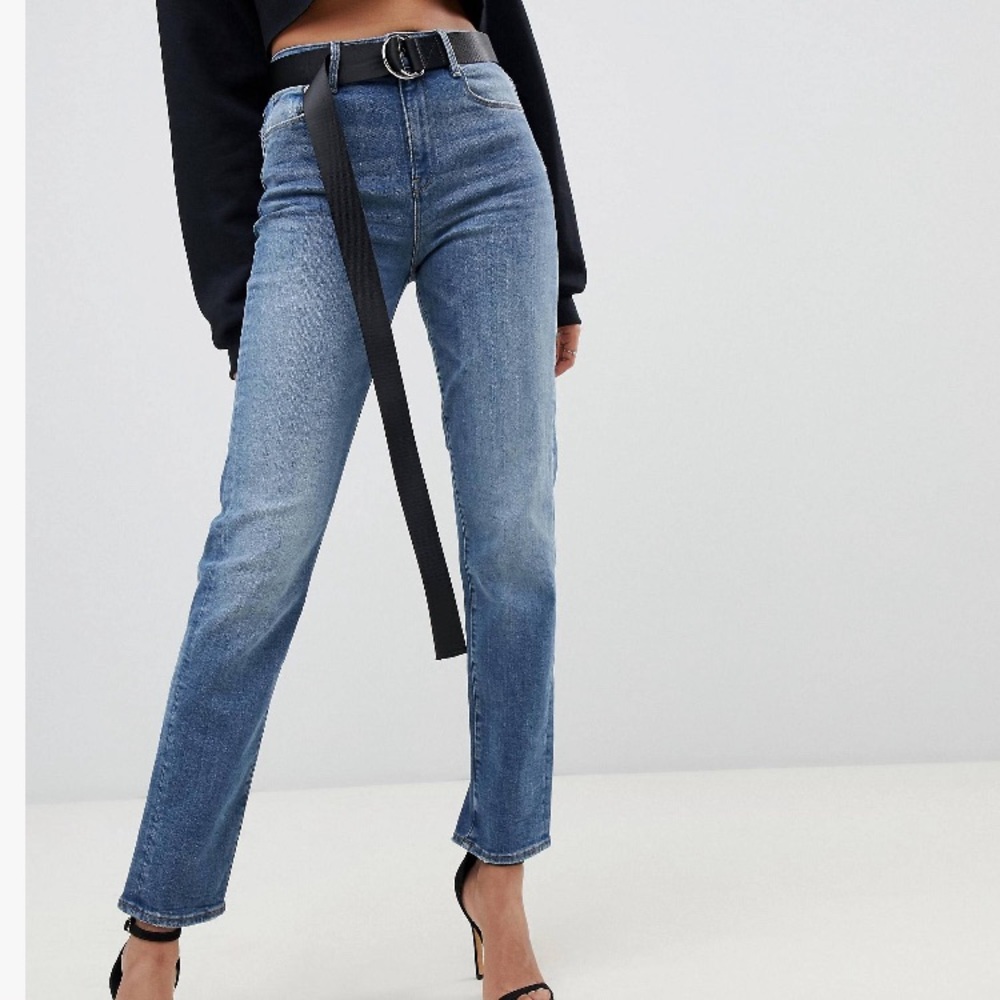 High waist straight jeans